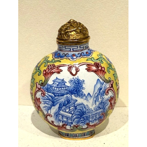 Snuff bottle enamelled on bronze - Canton 1900/1930